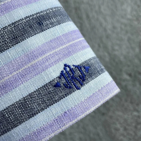 Astor & Black Mens XL Striped Long Sleeve Linen Button-Up Shirt 4950 - Picture 4 of 9